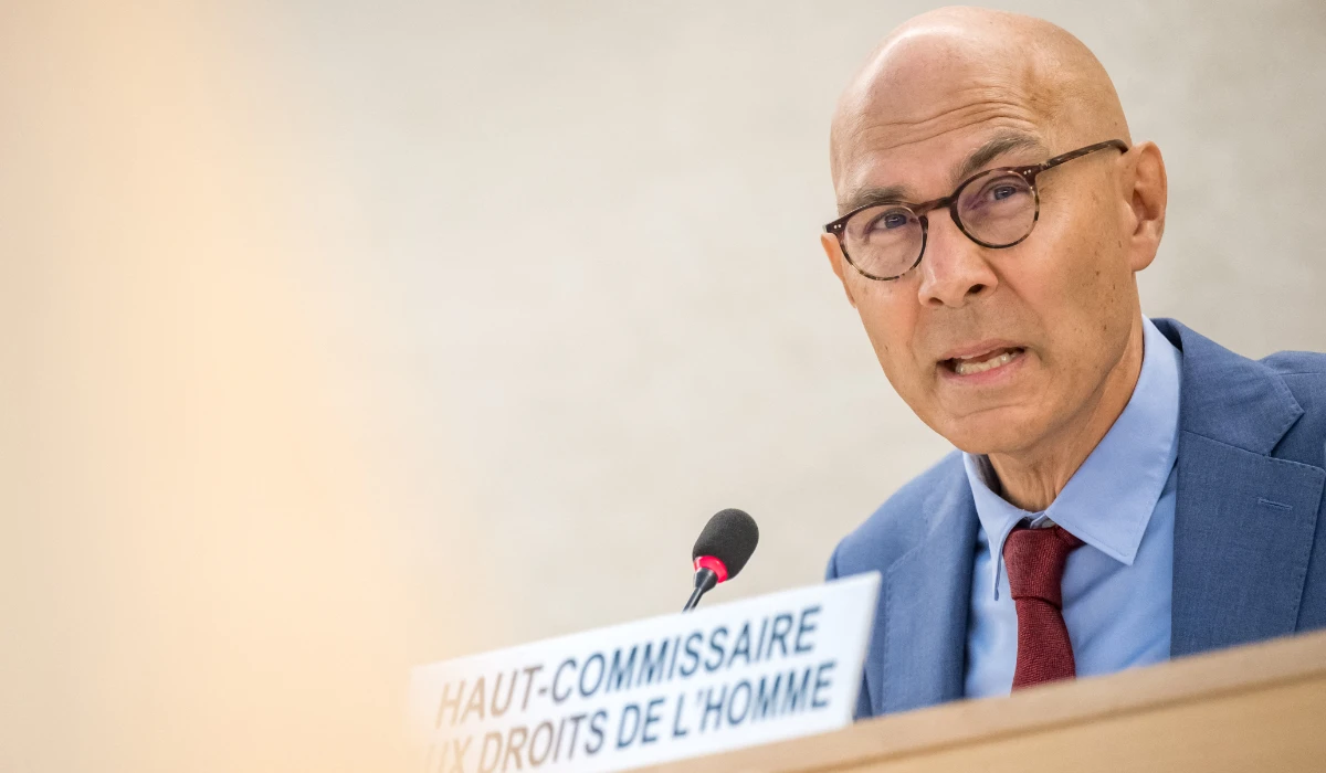 UN High Commissioner for Human Rights Volker Turk delivers a speech at the opening of the 54th UN Human Rights Council in Geneva, on September 11, 2023. (AFP file photo)