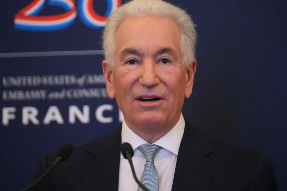 US Ambassador to France Charles Kushner gives a news conference marking the 250th birthday of the US in 2026, in Paris, Dec. 4, 2025. (AP Photo)