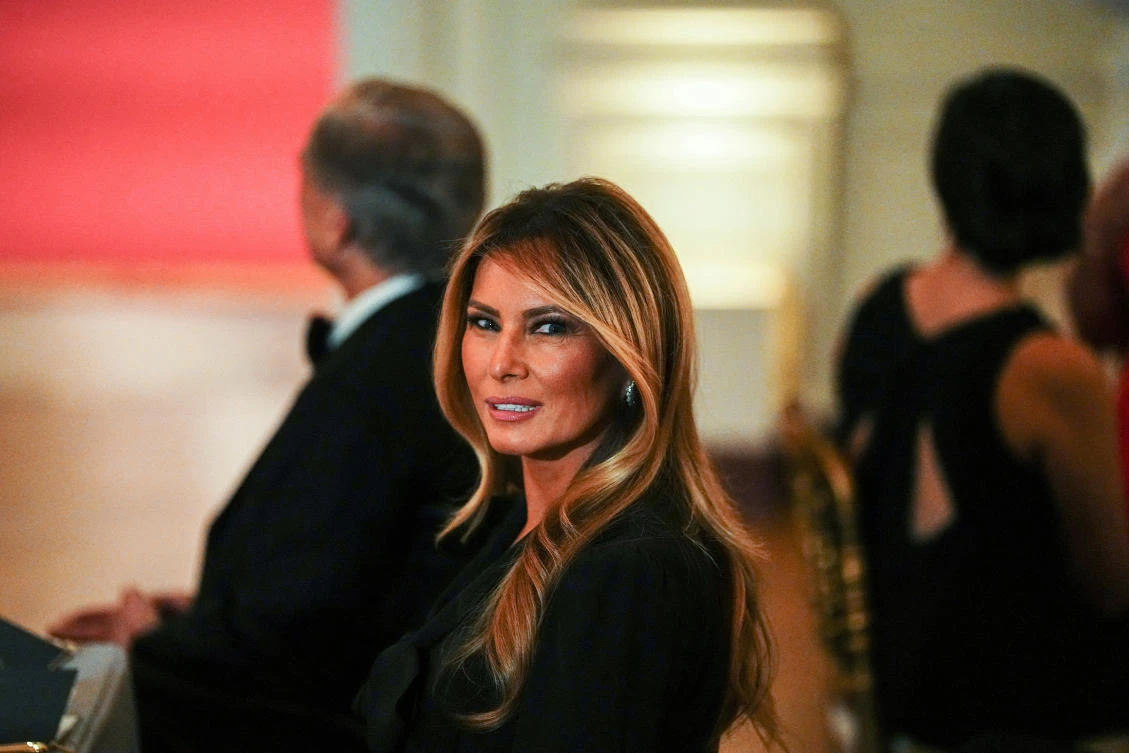 US first lady Melania Trump attends a Governors Dinner hosted by US President Donald Trump at the White House in Washington, Feb. 21, 2026. (Reuters/File)