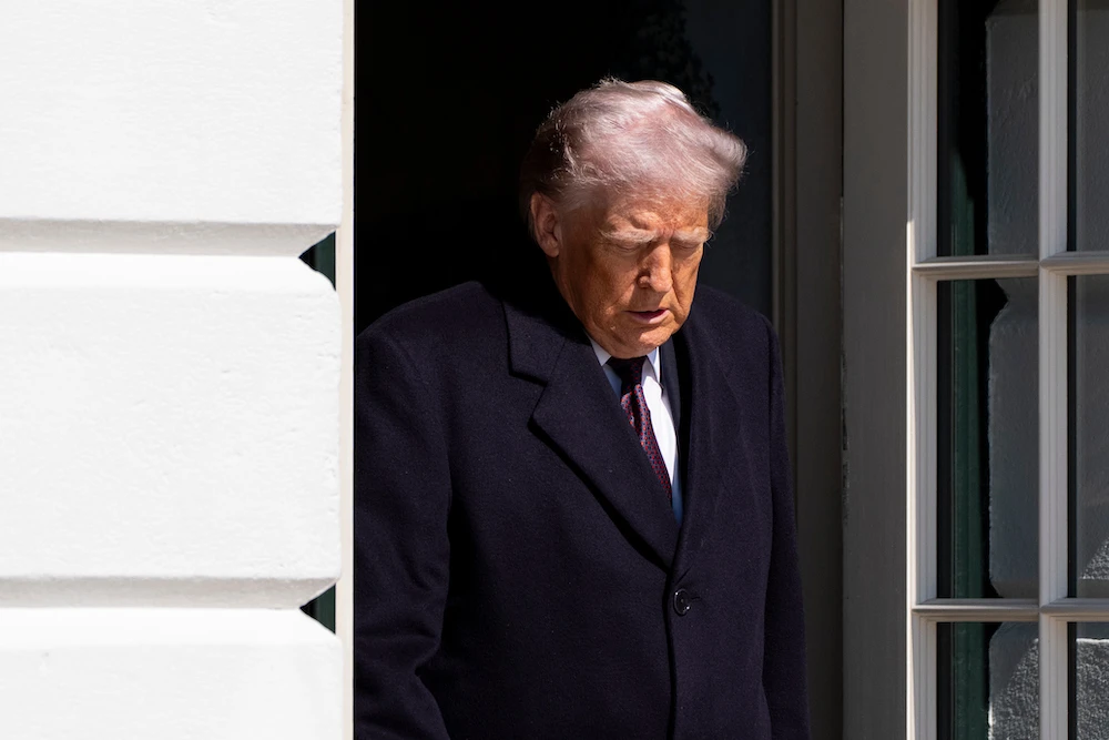 President Donald Trump walks out of the Diplomatic Reception Room to depart on Marine One from the South Lawn of the White House, Friday, Feb. 27, 2026, in Washington. (AP)