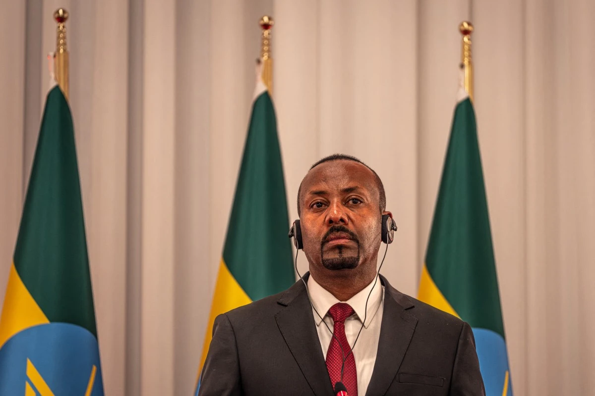 Ethiopia's Prime Minister Abiy Ahmed listens during a join press conference during Turkey's President official visit at the National Palace in Addis Ababa, Ethiopia. (AFP)