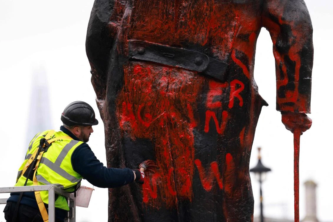 Man charged after defacing Churchill statue in central London