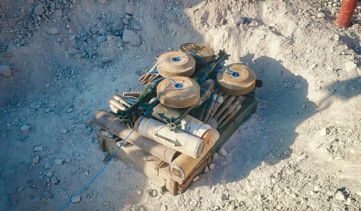 Unexploded ordnance collected by Masam clearance teams in Mukalla, Yemen. (Supplied)