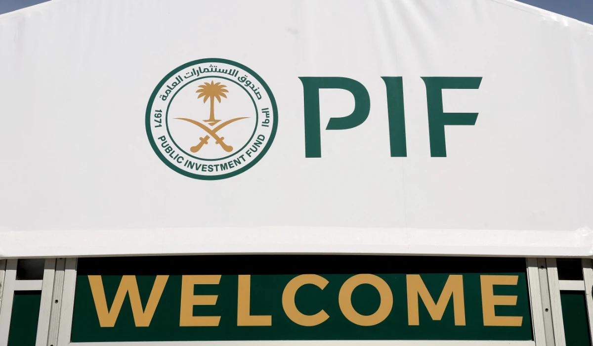 The Public Investment Fund, PIF, presence during the BNP Paribas Open at Indian Wells Tennis Garden in California. (AFP)