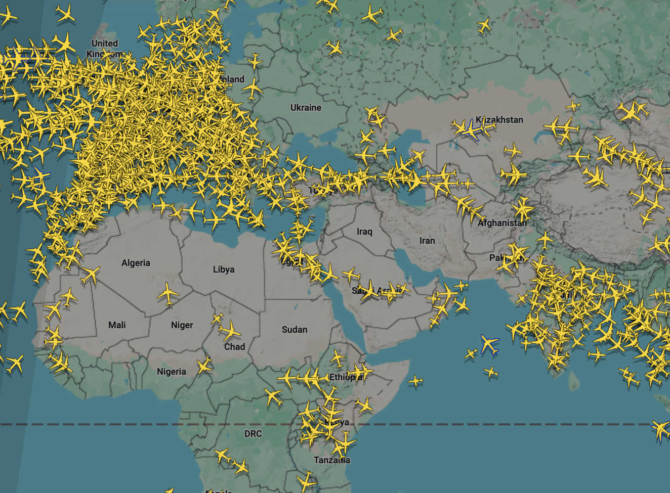 Thousands of flights have been delayed or canceled in the biggest disruption to global air transport since the COVID-19 pandemic. (www.flightradar24.com)