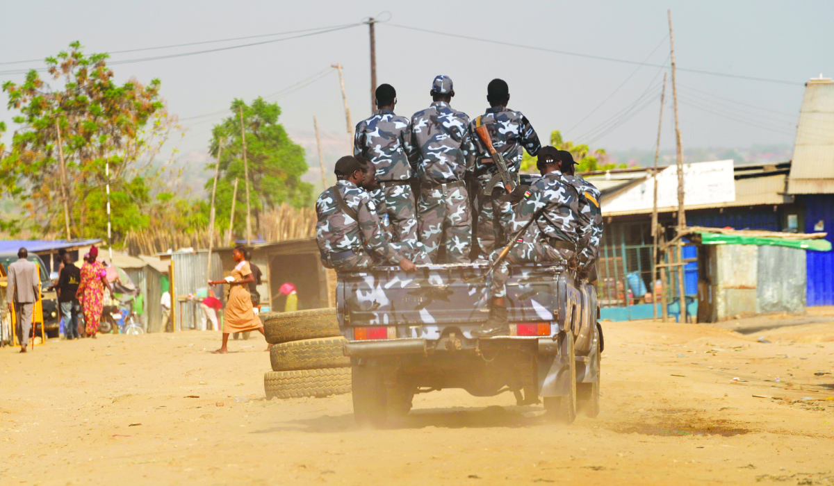 South Sudan soldiers patrol the street in Juba, South Sudan on Thursday, Feb. 13, 2025. (AP)