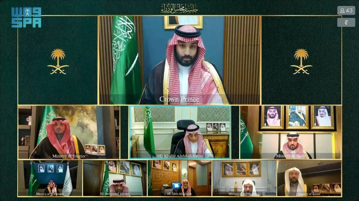 Saudi Crown Prince and Prime Minister Mohammed bin Salman chaired Tuesday's Cabinet session, which was held via videoconference. (SPA)