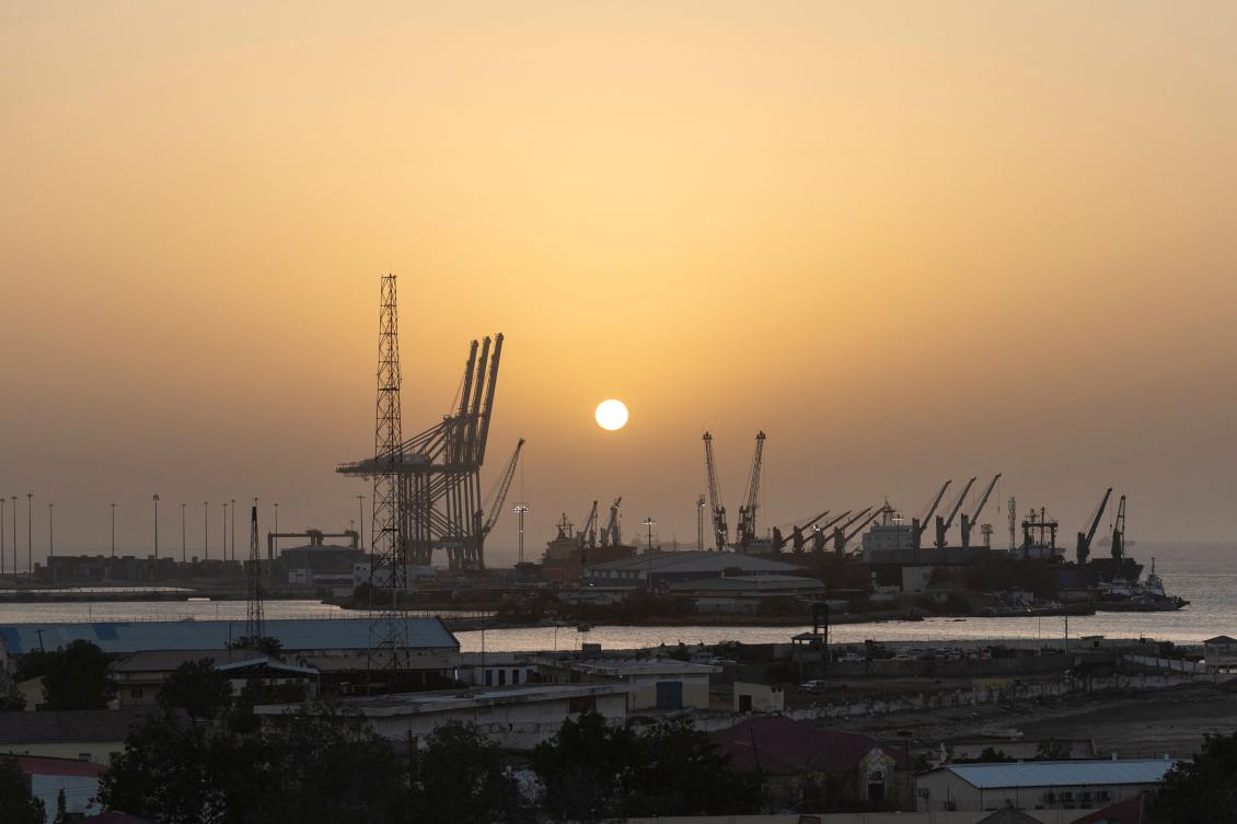 A general view of the Berbera Port at dusk, the official seaport of Berbera, the commercial capital of Somaliland, on February 18, 2026. (AFP)