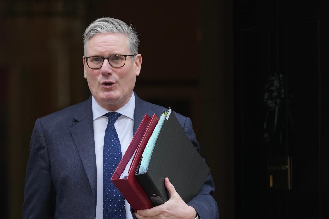 Britain’s Prime Minister Keir Starmer leaves 10 Downing Street to attend the weekly Prime Ministers’ Questions session in the parliament in London, Mar. 4, 2026. (AP)