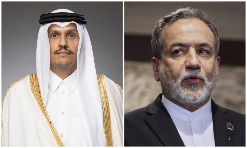 Qatar Prime Minister Sheikh Mohammed bin Abdulrahman Al-Thani held a call with Iran’s Foreign Minister Abbas Araghchi on Wednesday. (Qatar MOFA/AFP)
