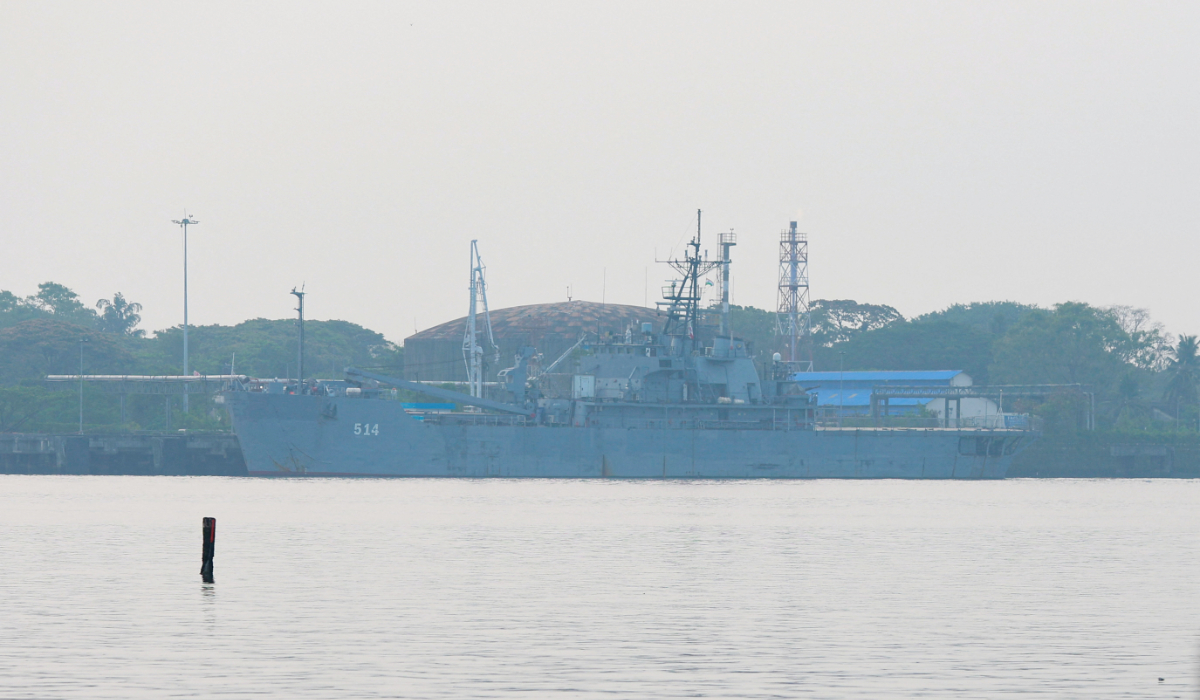 The Iranian military ship IRIS Lavan is docked at a port in Kochi, India, March 7, 2026. (REUTERS)
