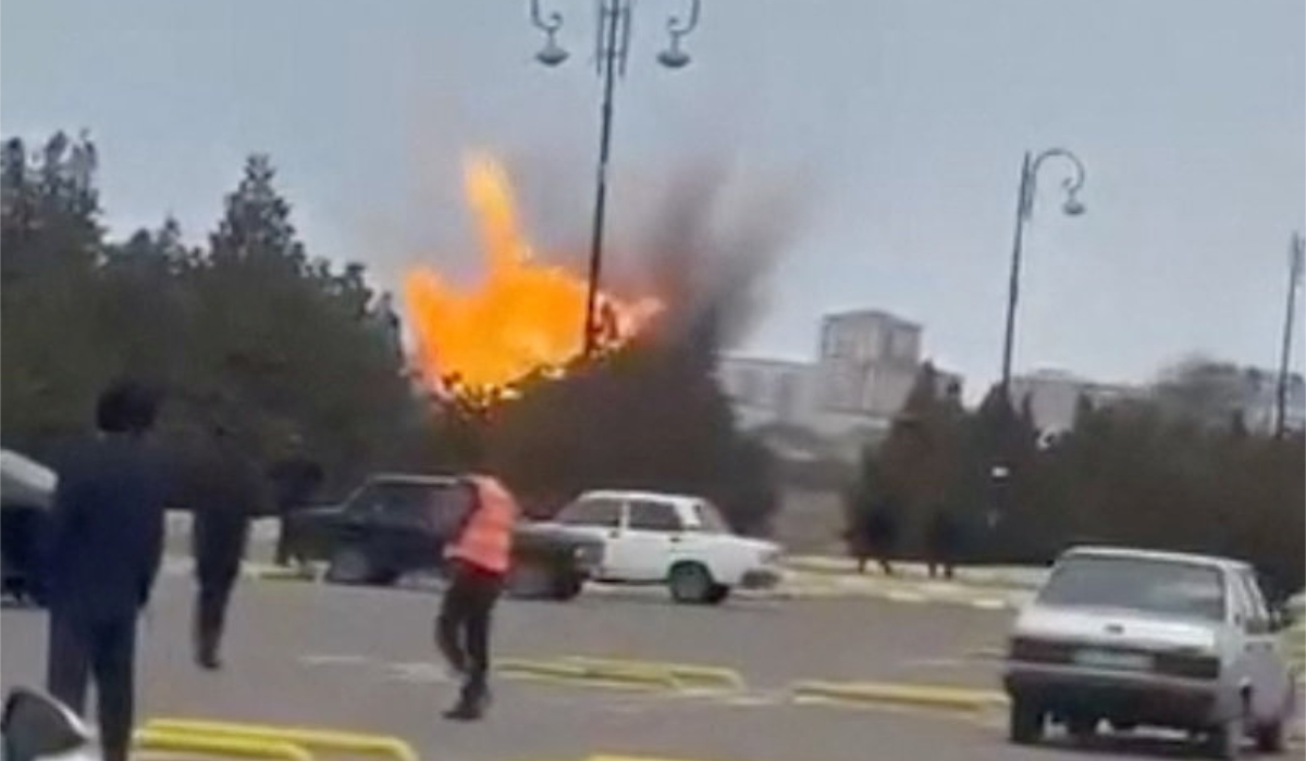 A drone explodes at the airport of Nakhchivan, Azerbaijan, in this screengrab obtained from a social media video released March 5, 2026. (REUTERS)