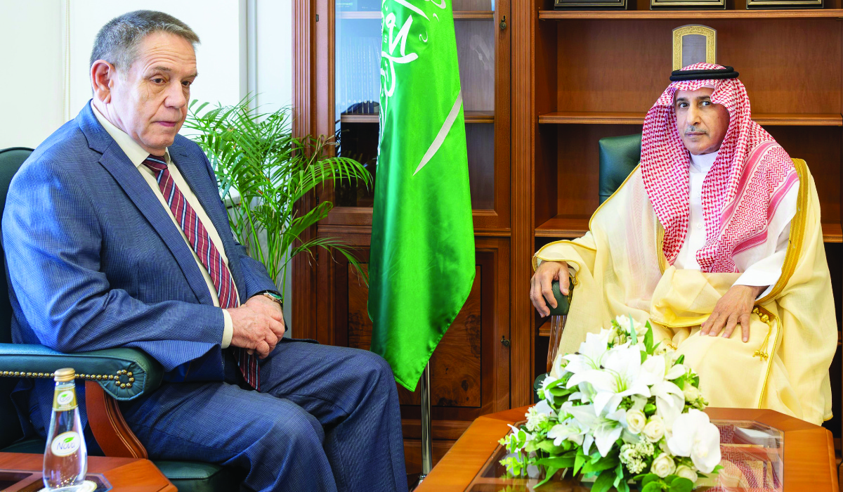 Saud Al-Sati (R) and Sergey Kozlov discussed bilateral relations and various topics of mutual interest. (Supplied)