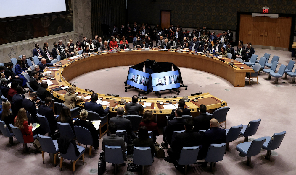 Bahrain has circulated a draft resolution to the United Nations Security Council condemning missile and drone attacks by Iran against several Gulf states and demanding Tehran “immediately and unconditionally” halt its “provocations and threats to neighboring countries.” (Reuters/File Photo)