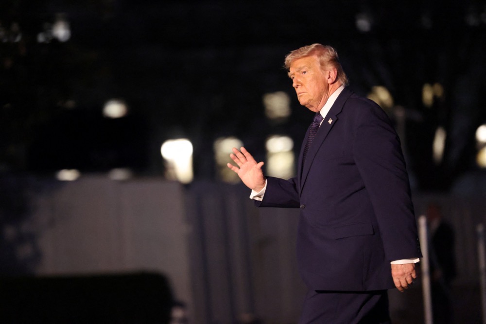 US President Donald Trump waves as he arrives at the White House from Florida, in Washington, D.C., U.S., March 9, 2026. (Reuters)