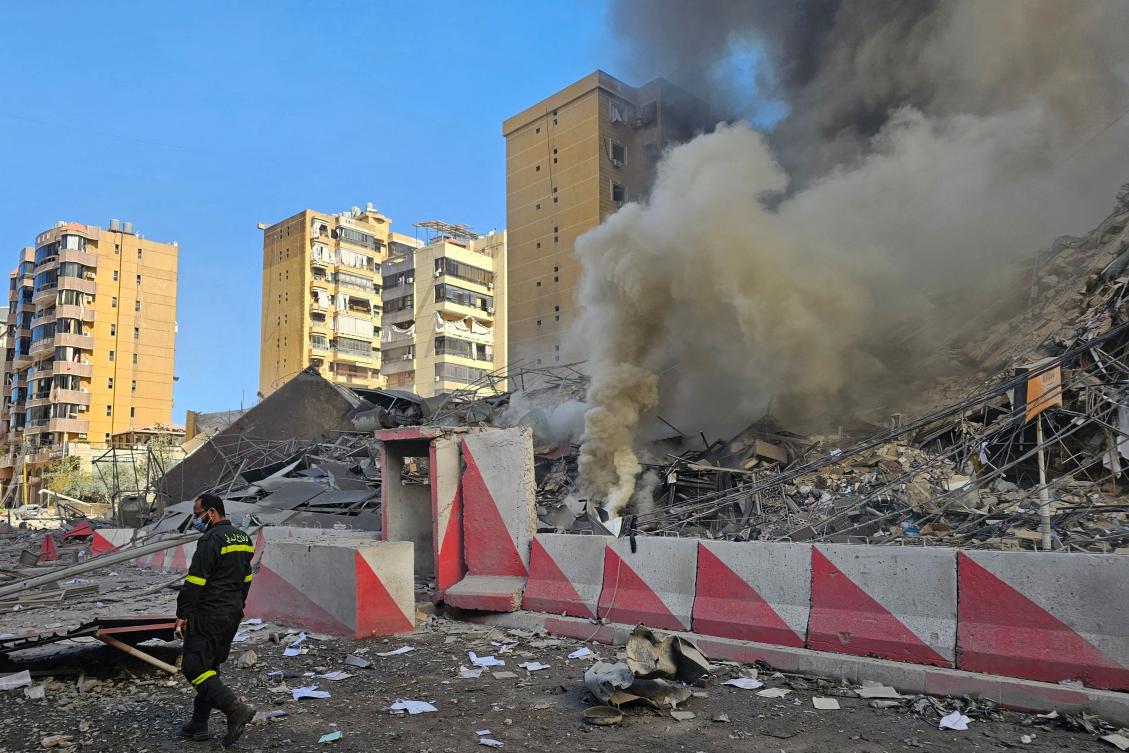 Smoke plumes billow from the site of an Israeli air strike in the southern suburbs of the Lebanese capital Beirut on March 9, 2026. An air strike hit Beirut’s southern suburbs, after Israel warned it would target branches of a firm linked to Hezbollah. (AFP)