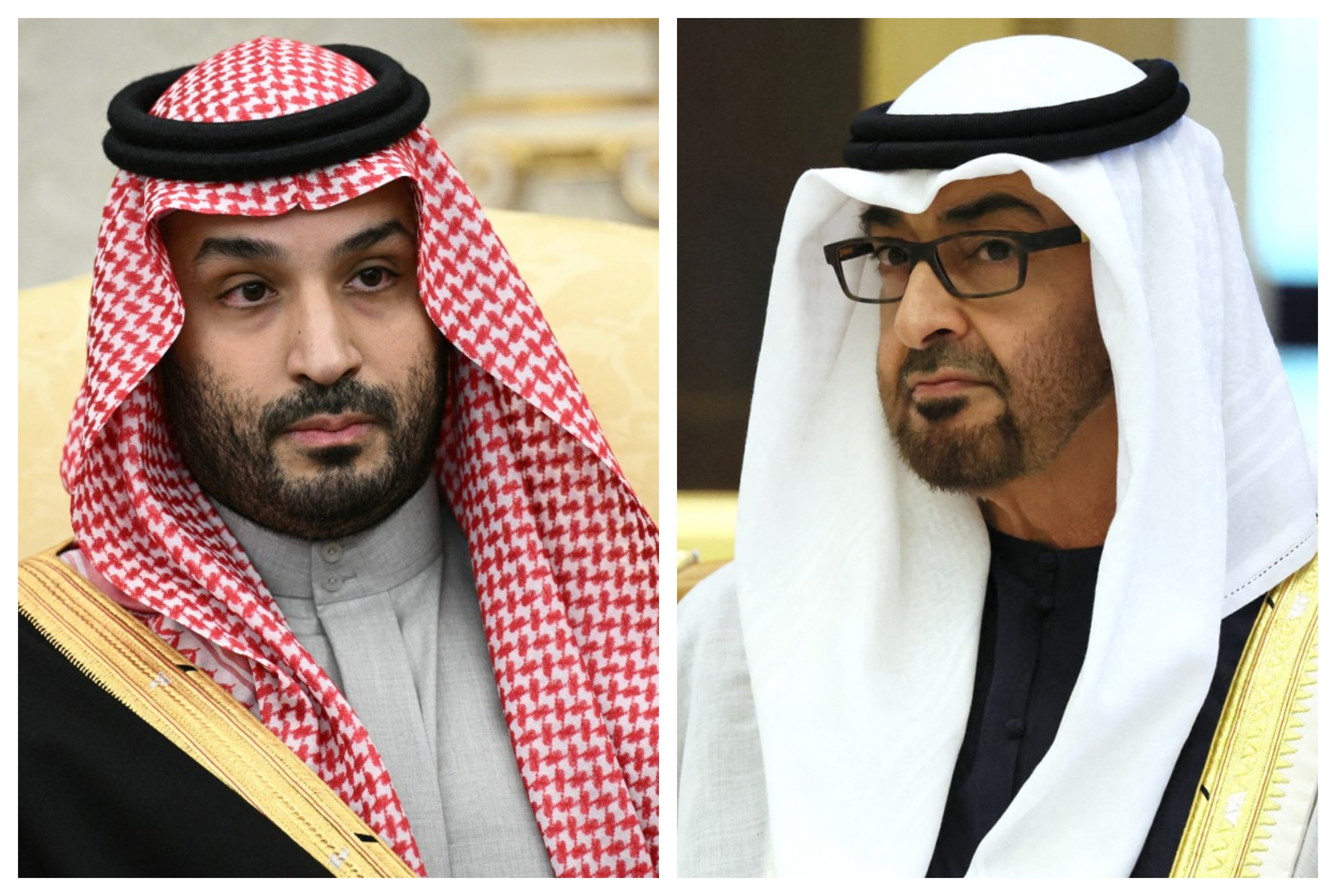 Saudi Arabia’s Crown Prince Mohammed bin Salman, left, and UAE President Sheikh Mohamed bin Zayed Al-Nahyan. (AFP)