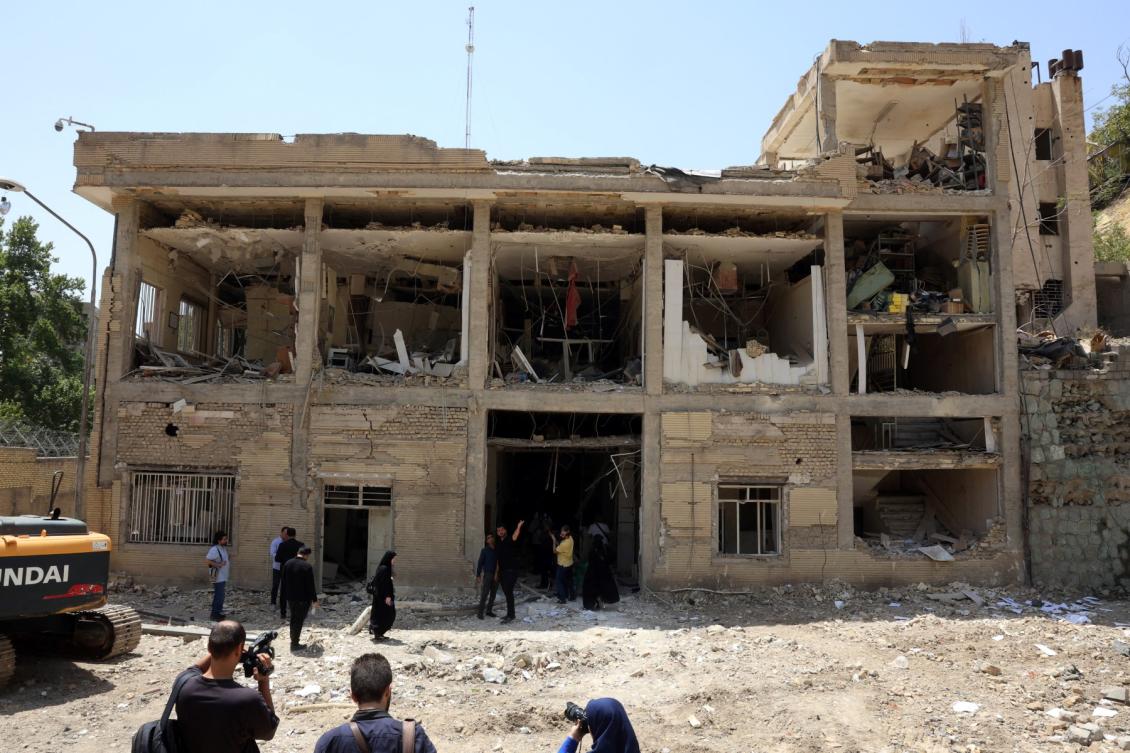 This picture shows a view of the destruction at the Evin prison’s visitors room after Israeli air strikes in June 2025, in Tehran. (File/AFP)