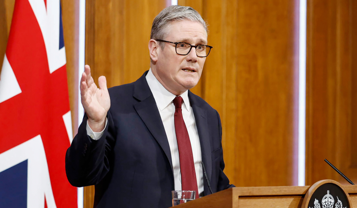 Britain's Prime Minister Keir Starmer speaks to the media at Downing Street, in London, March 16, 2026. (AP)
