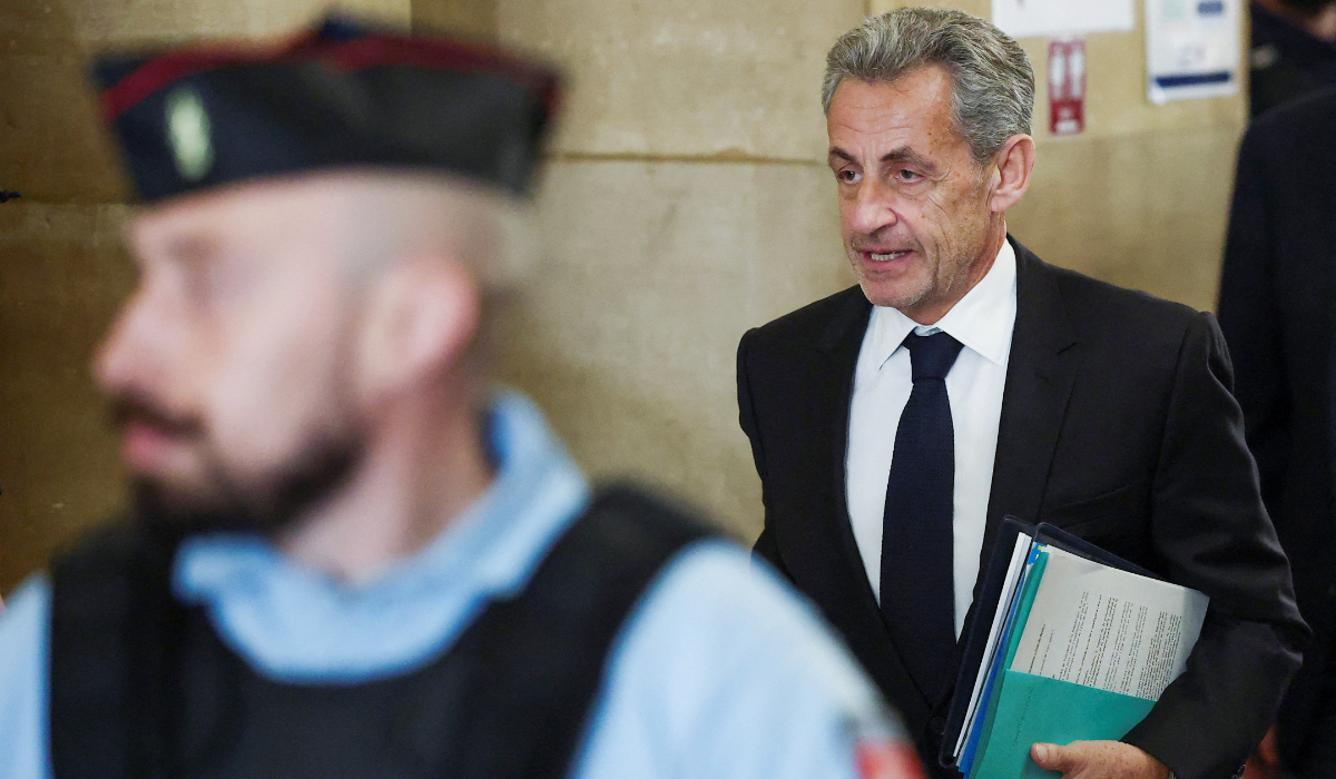 Former French President Nicolas Sarkozy arrives for the opening of the appeal in the case over Libyan campaign financing, for which he was briefly jailed last year, at Paris appeal court, France, March 16, 2026. (REUTERS)