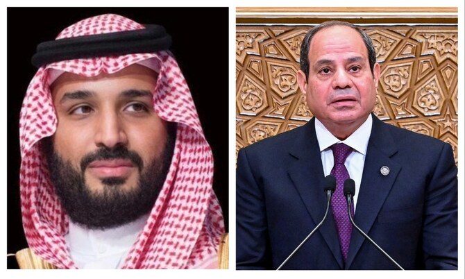 Saudi Crown Prince Mohammed bin Salman received a phone call from Egyptian President Abdel Fattah El-Sisi on Monday. (File/SPA/AFP)