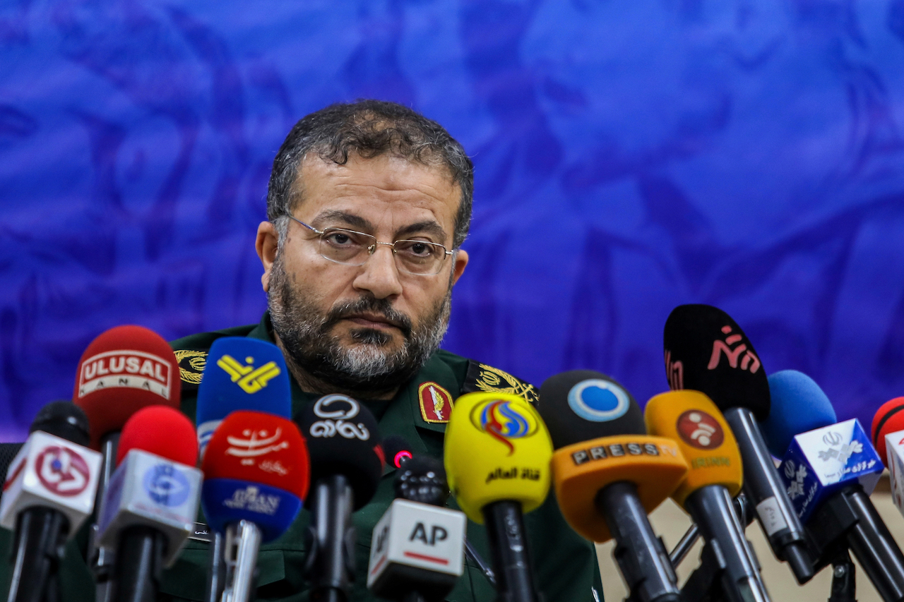 Commander of Iran's Basij paramilitary force, Gen. Gholam Reza Soleimani, gives a press conference in Tehran, Iran, Nov. 18, 2019. (AP)