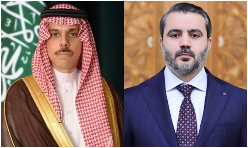 Prince Faisal bin Farhan, the Saudi minister of foreign affairs, and the Syrian minister of foreign affairs, Asaad Al-Shaibani, held a call on Tuesday. (SANA)