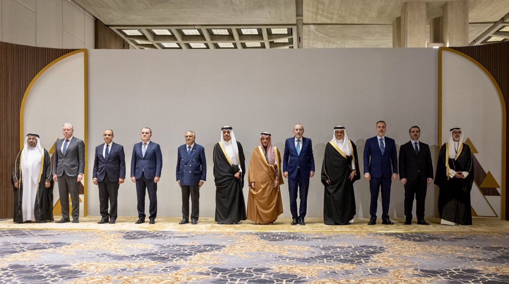 The meeting brought together foreign ministers from Azerbaijan, Bahrain, Egypt, Jordan, Kuwait, Lebanon, Pakistan, Qatar, Saudi Arabia, Syria, Türkiye, and the United Arab Emirates. (SPA photo)