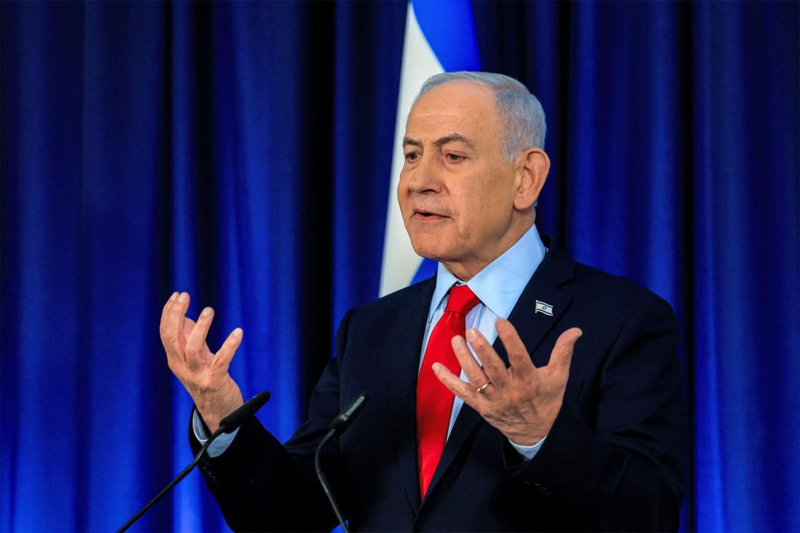 Israeli Prime Minister Benjamin Netanyahu gives a press conference in Jerusalem on Thursday in which he claimed Iran could no longer manufacture ballistic missiles. (AFP)