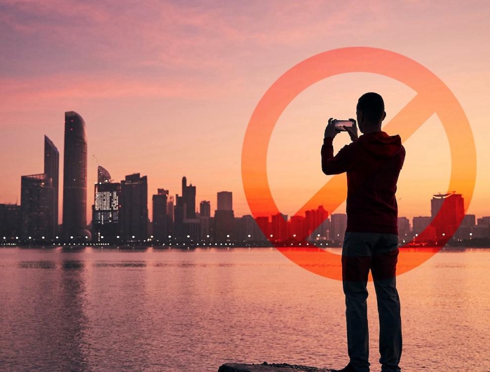 Abu Dhabi Police say it arrested 109 individuals of various nationalities “who filmed sites and incidents and circulated incorrect information via social media platforms.” (X: @ADPoliceHQ)