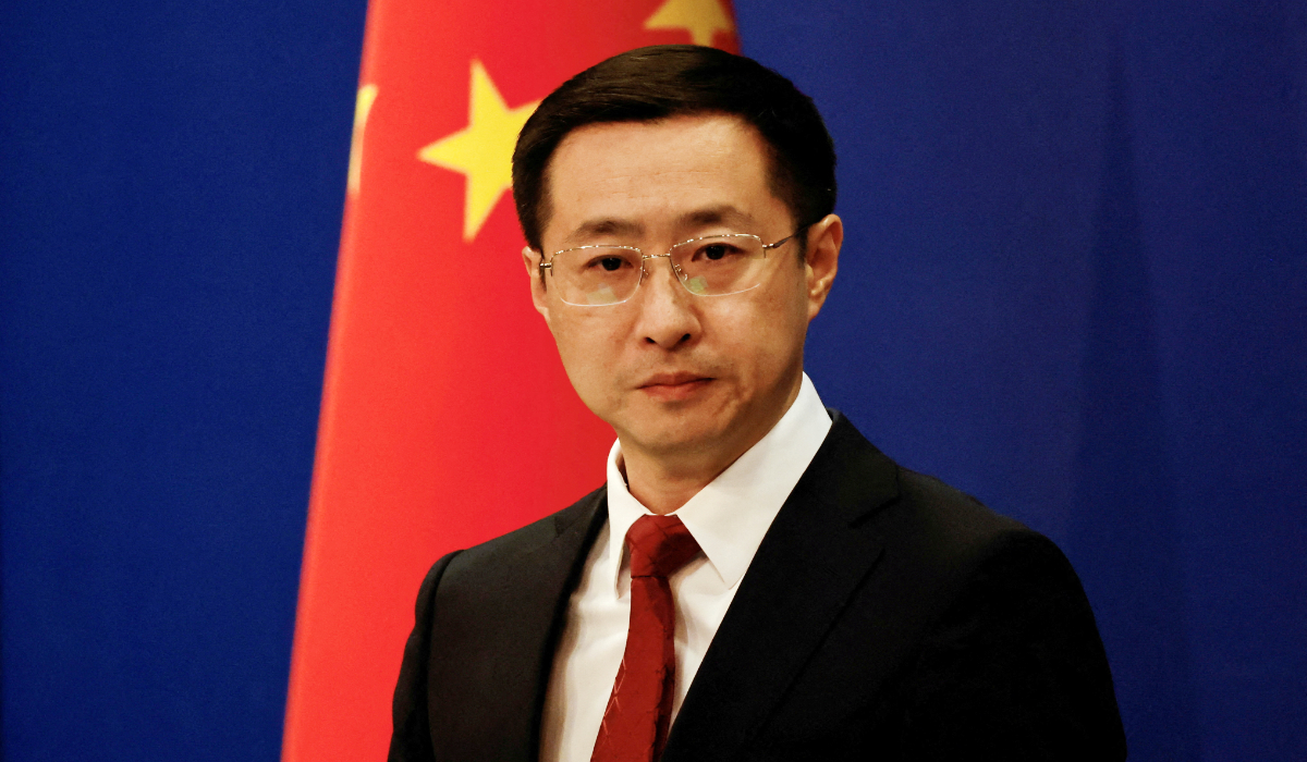 Chinese Foreign Ministry spokesperson Lin Jian attends a press conference in Beijing, China April 10, 2025. (REUTERS)