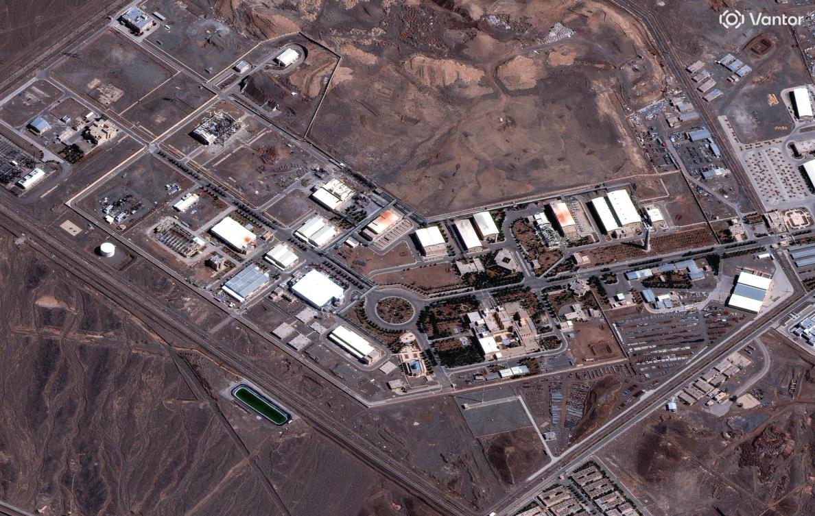 Above, a handout satellite image courtesy of Vantor shows the Natanz Nuclear Facility near Natanz, Isfahan province, in central Iran on March 7, 2026. (Vantor/AFP)