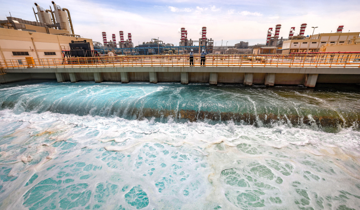 A water desalination plant in Ras al-Khair along the Gulf coast in eastern Saudi Arabia. (AFP)