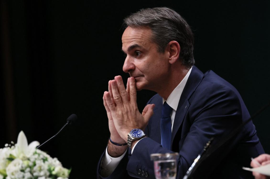 Greek Prime Minister Kyriakos Mitsotakis looks on during a press conference on February 11, 2026. (File/AFP)