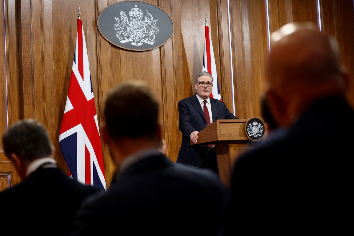 Britain's Prime Minister Keir Starmer speaks to the media on the situation in the Middle East, at Downing Street in central London, UK. (AFP)