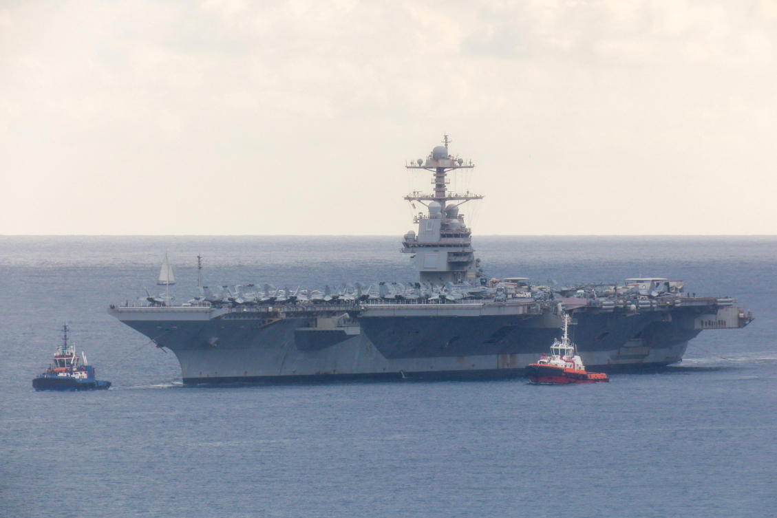 USS Gerald R. Ford aircraft carrier arrives at Souda Bay naval base on the island of Crete, Greece, March 23, 2026. REUTERS/Makis Kartsonakis