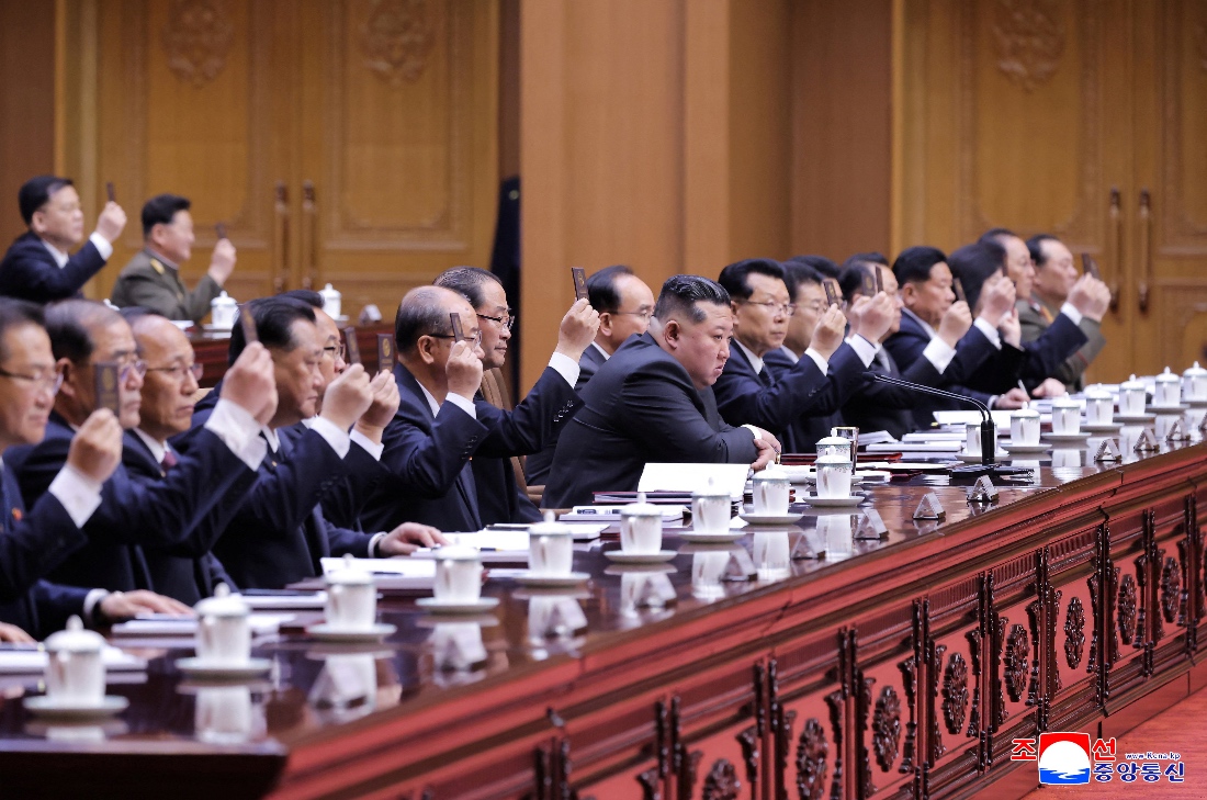 North Korean leader Kim Jong Un attends the first session of the Supreme People's Assembly, in Pyongyang, North Korea. (KCNA)
