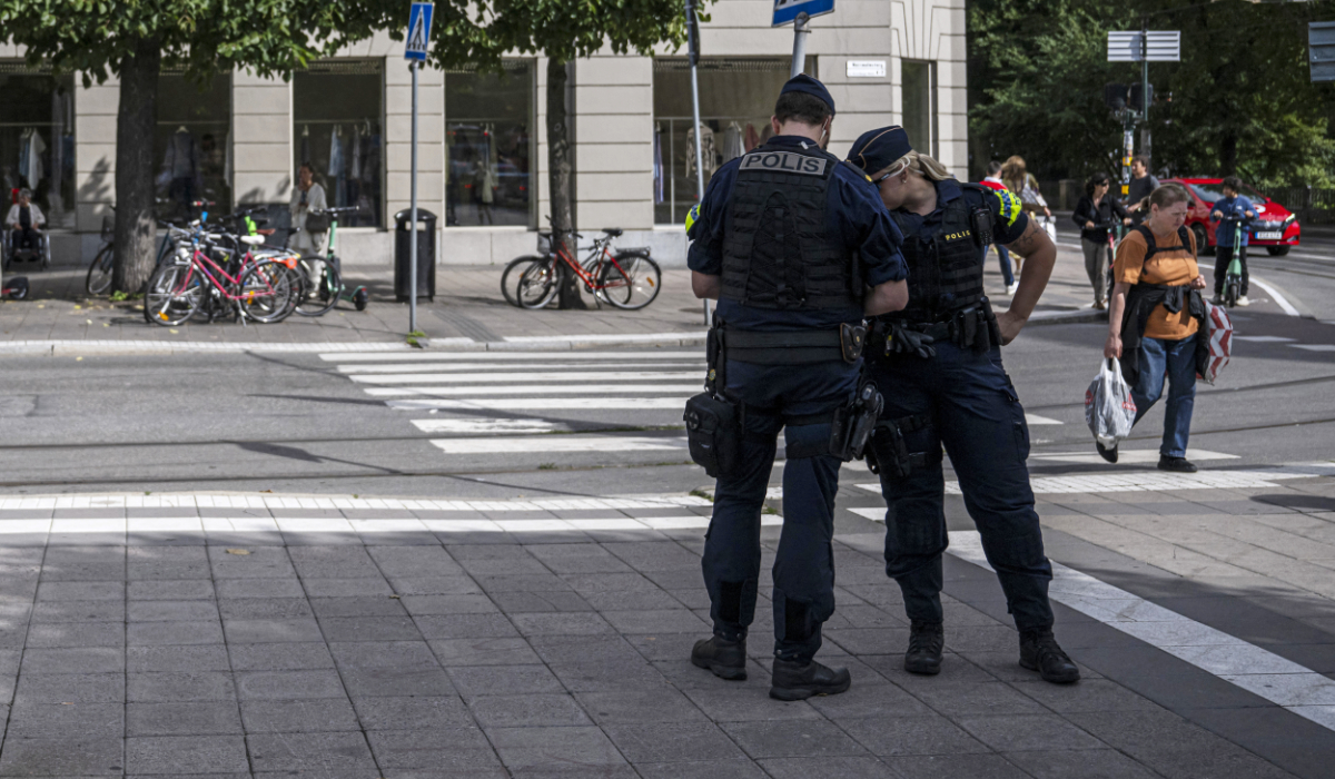 Police officers stand guard in Stockholm. (AFP file photo)