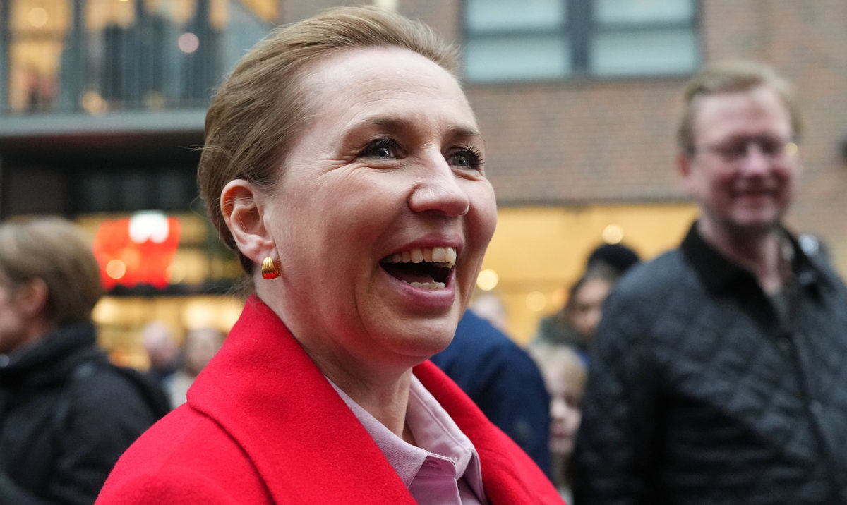 Danish Prime Minister and Leader of the Social Democrats Mette Frederiksen arrives at a rally in her support in Copenhagen, Denmark, on Tuesday, March 24, 2026, during the general election. (AP)
