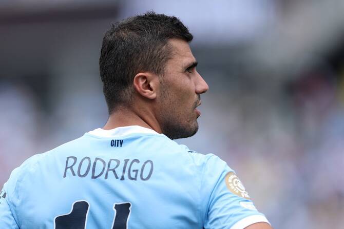 Manchester City midfielder Rodri has kept the door open to a possible move to Real Madrid as he enters the final year of his contract with the Premier League club, saying he cannot turn down the world’s top teams and that a return to LaLiga would appeal to him. (AFP/File)