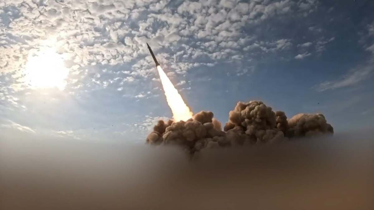 Missiles launched from Iran toward US bases in the Middle East, according to Iranian state broadcaster (IRIB) Thursday. US officials told Reuters that only a third of Iran's missile arsenal has been destroyed. (IRIB TV/AFP)