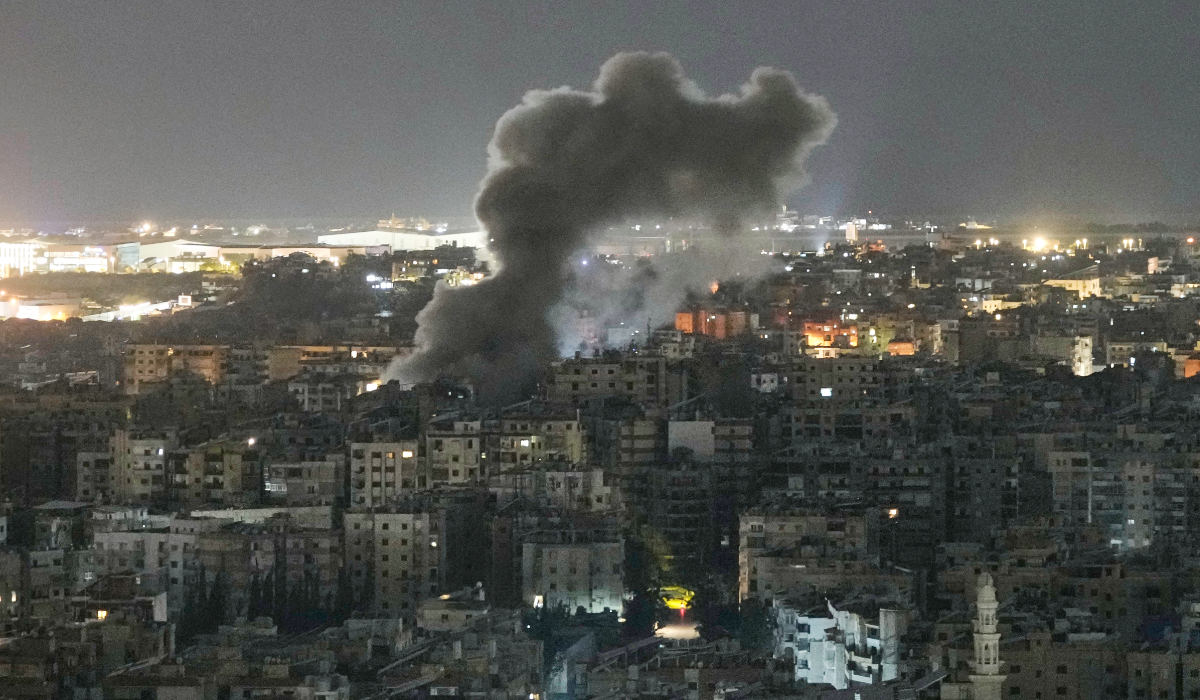 Smoke rises from a building following an Israeli airstrike in Dahiyeh, Beirut's southern suburbs, Lebanon, Friday, March 27, 2026. (AP)
