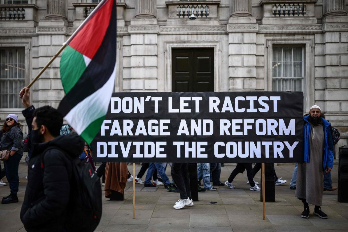 Protesters rally in London against UK far-right rise