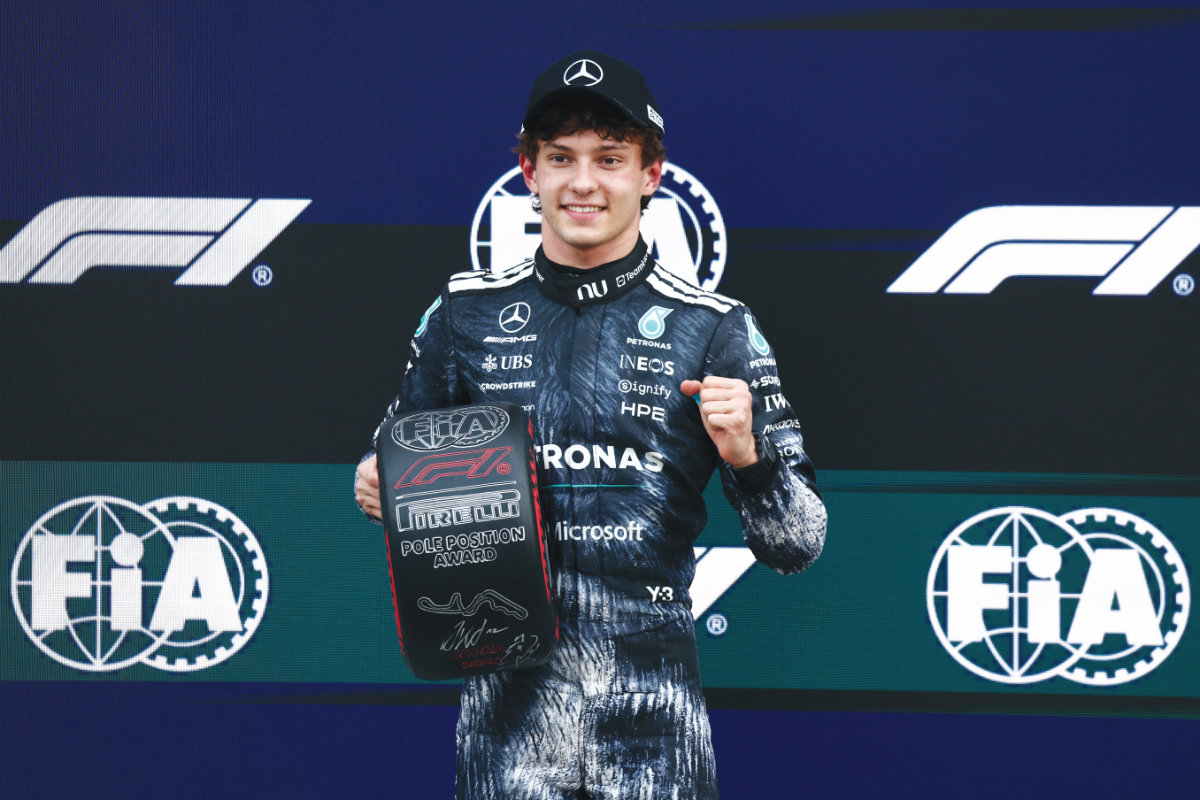 Kimi Antonelli lit up the timing loops around the iconic 5.8 kilometer-long Suzuka racetrack with a one minute 28.778-second lap. (AFP)