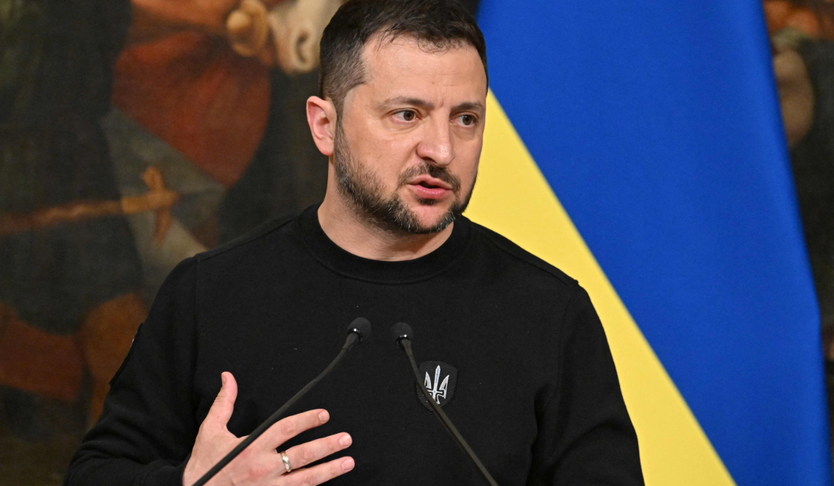 Ukrainian President Volodymyr Zelensky speaks during a press conference in Rome. (AFP file photo)