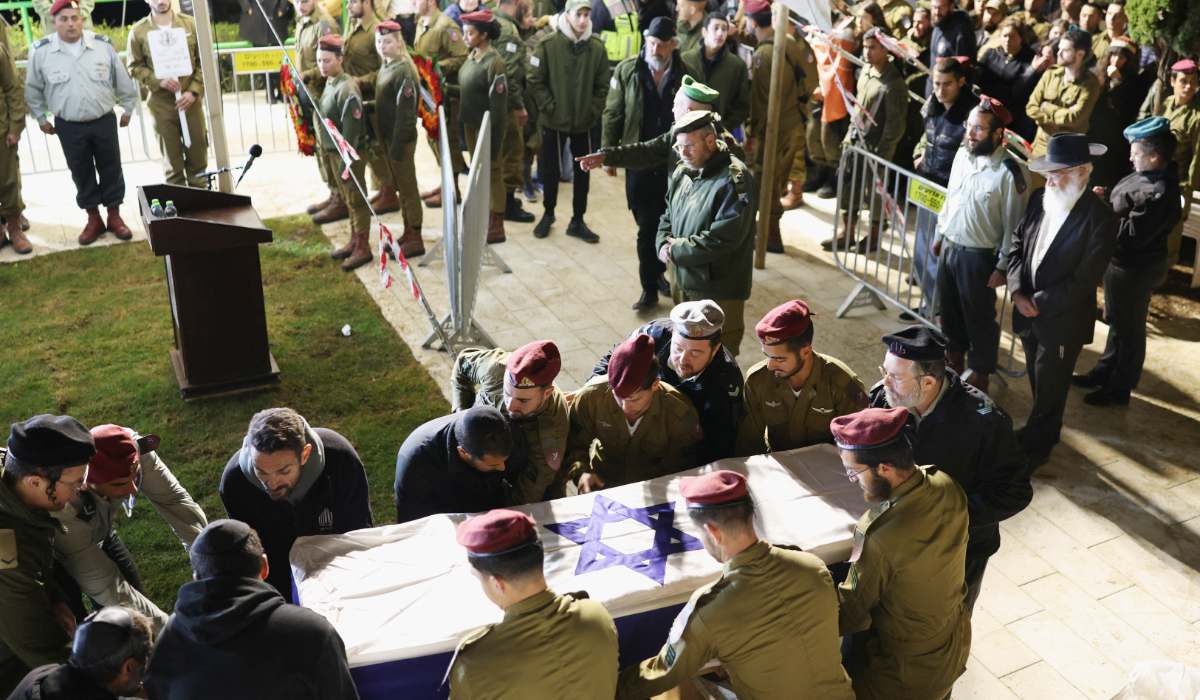 Mourners attend the funeral of Israeli soldier and American-Israeli dual citizen, Sergeant Moshe Yitzchak Hacohen Katz, originally from New Haven, Connecticut who, according to the Israeli army, was killed in combat in southern Lebanon, amid the US-Israel conflict with Iran, at Mount Herzl Military Cemetery, in Jerusalem, March 29, 2026. (REUTERS)