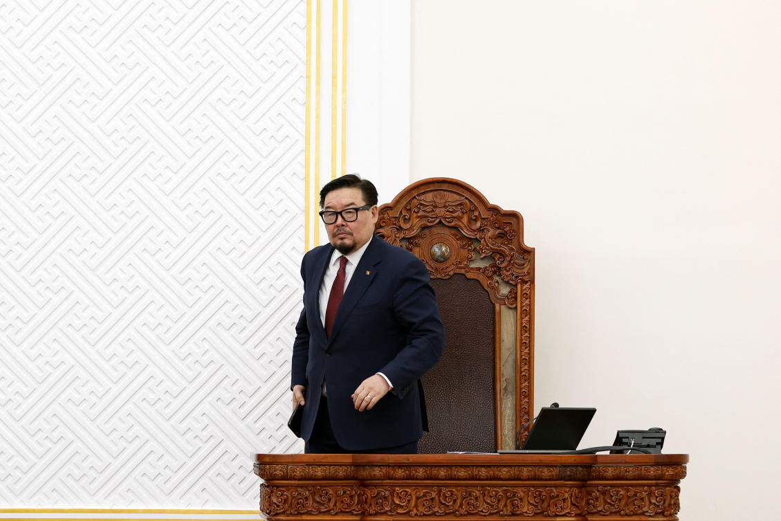 Mongolian Prime Minister Zandanshatar Gombojav leaves a parliament session after submitting his resignation request, in Ulaanbaatar, Mongolia March 27, 2026. (REUTERS)