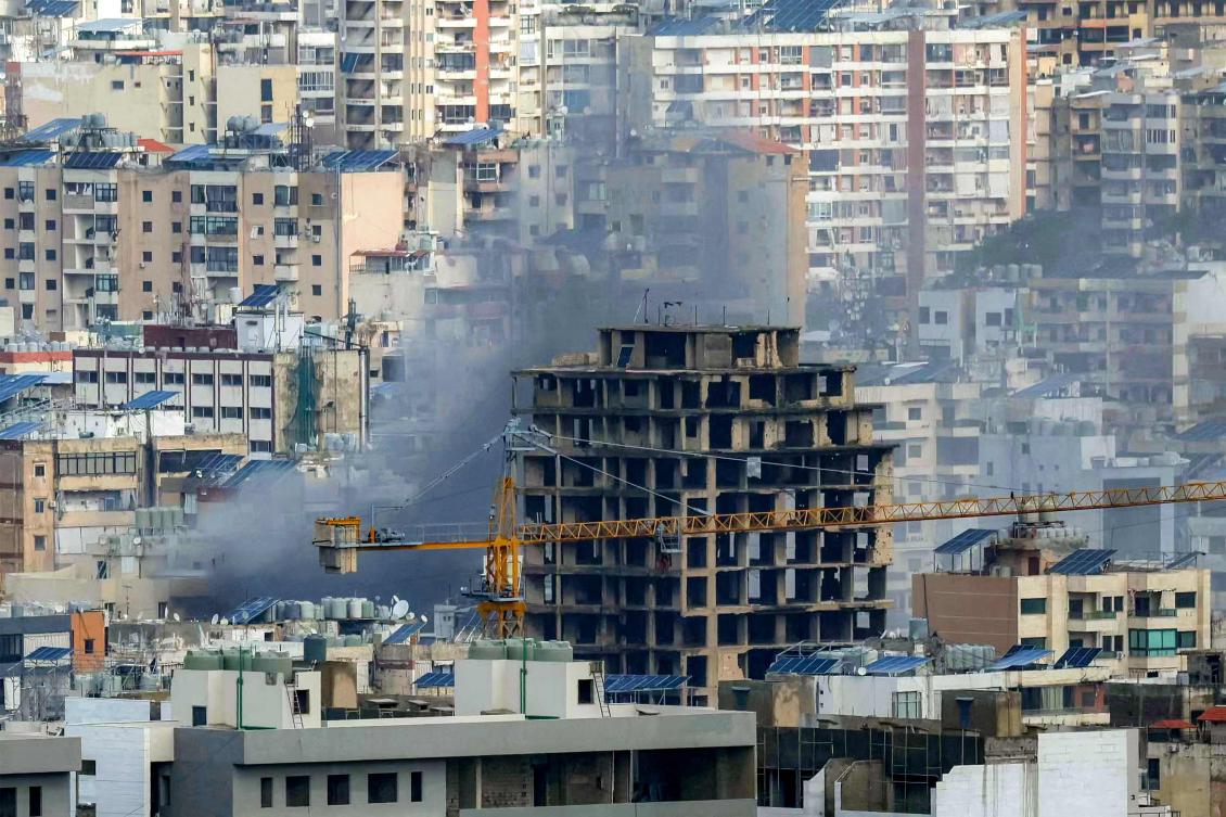 Smoke rises from the site of an Israeli airstrike that targeted an area in Beirut’s southern suburbs on March 30, 2026. (AFP)