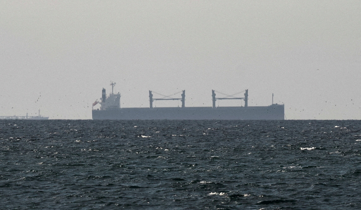 A cargo ship in the Gulf, near the Strait of Hormuz, as seen from northern Ras al-Khaimah, near the border with Oman’s Musandam governance, amid the U.S.-Israeli conflict with Iran, in United Arab Emirates, March 11, 2026. (REUTERS)