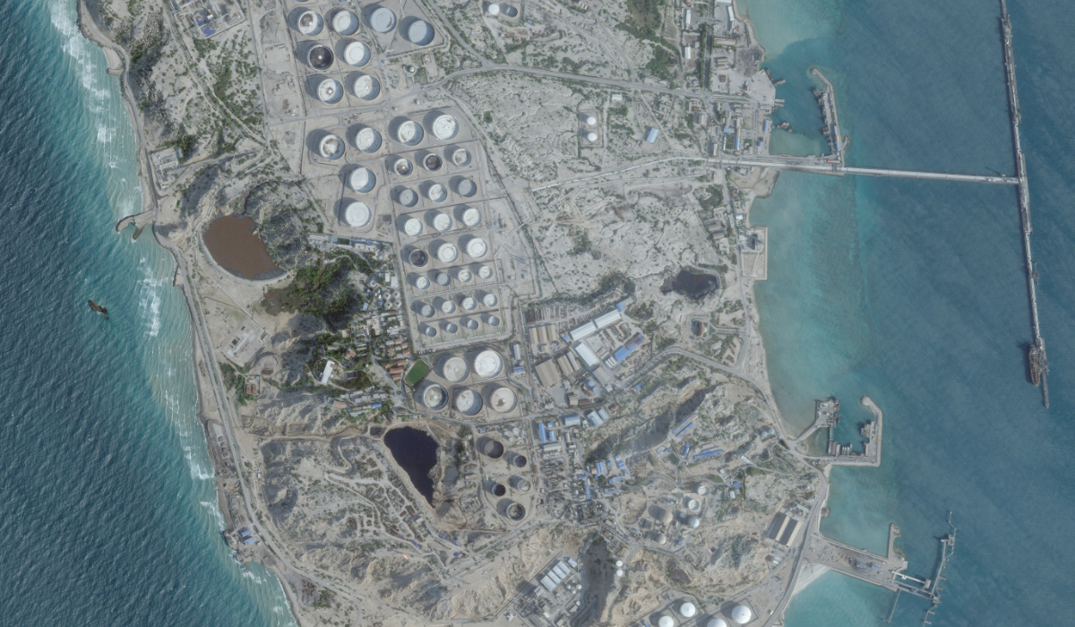 A satellite image shows an oil terminal at Kharg Island, Iran, February 25, 2026. (REUTERS)